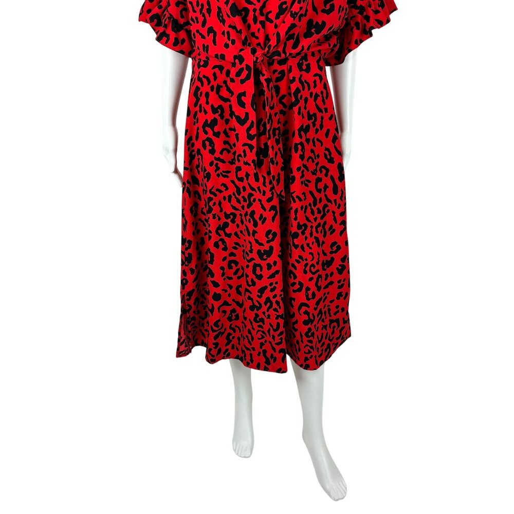 Who What Wear Cheetah Dress Women's Size M Electric Animal Print Flutter Sleeve - Picture 6 of 12